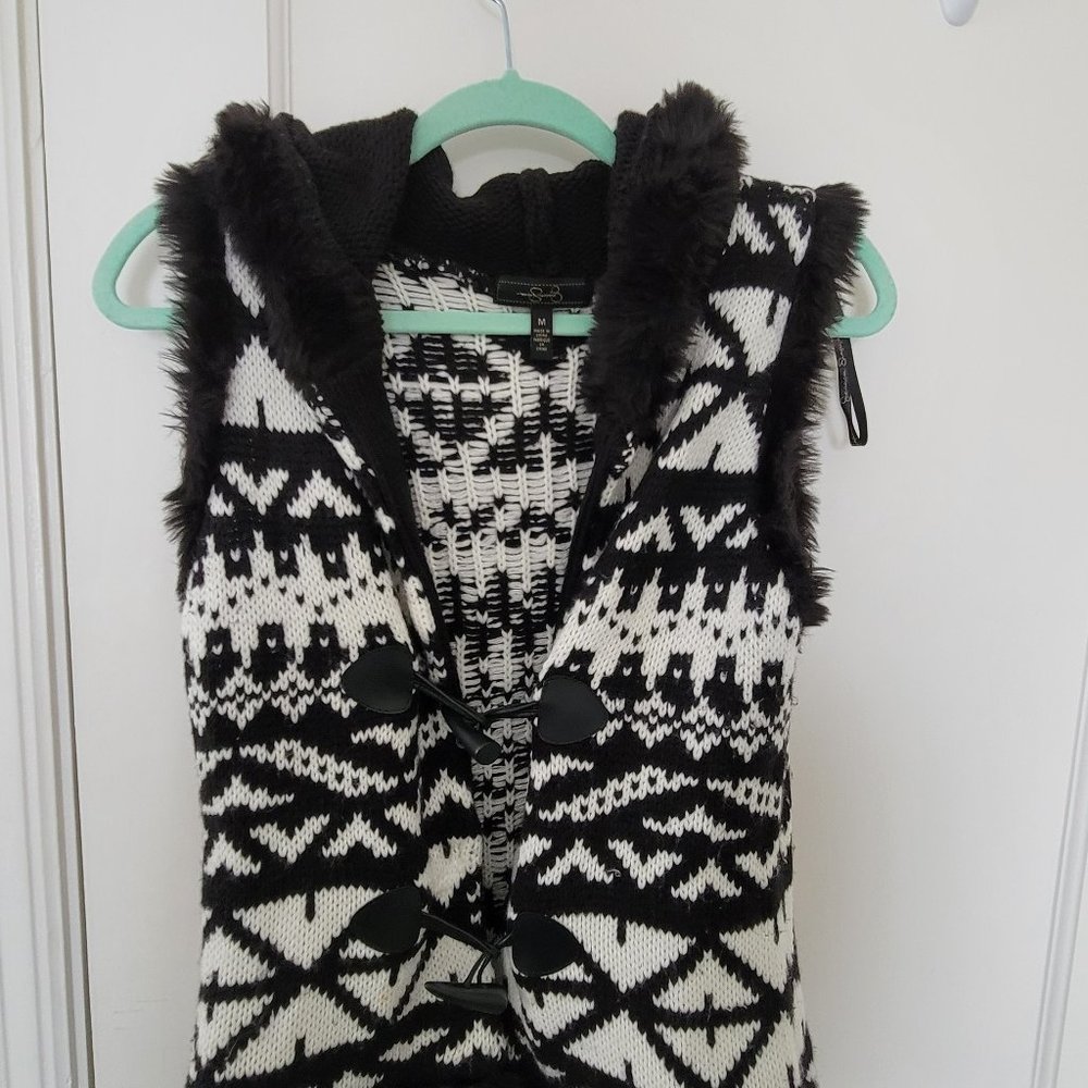 Jessica Simpson Knit Vest with fuzzy trim hood